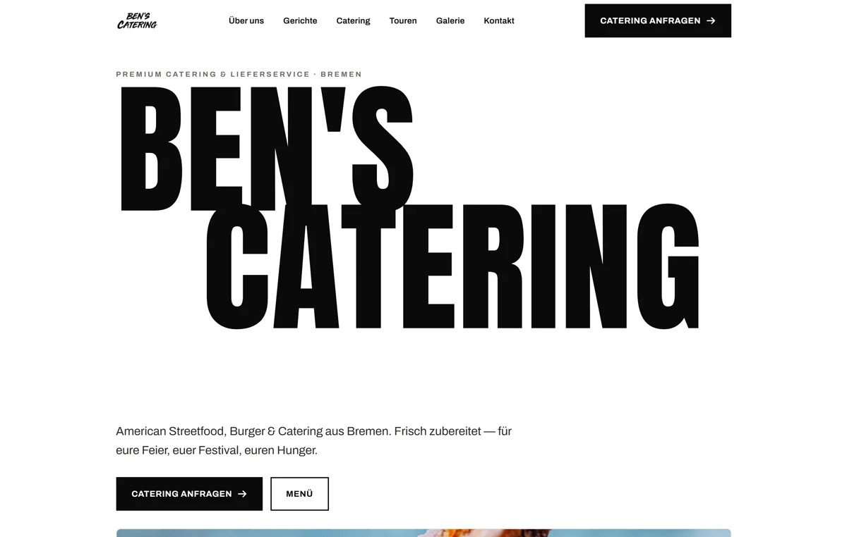 Ben's Catering Website